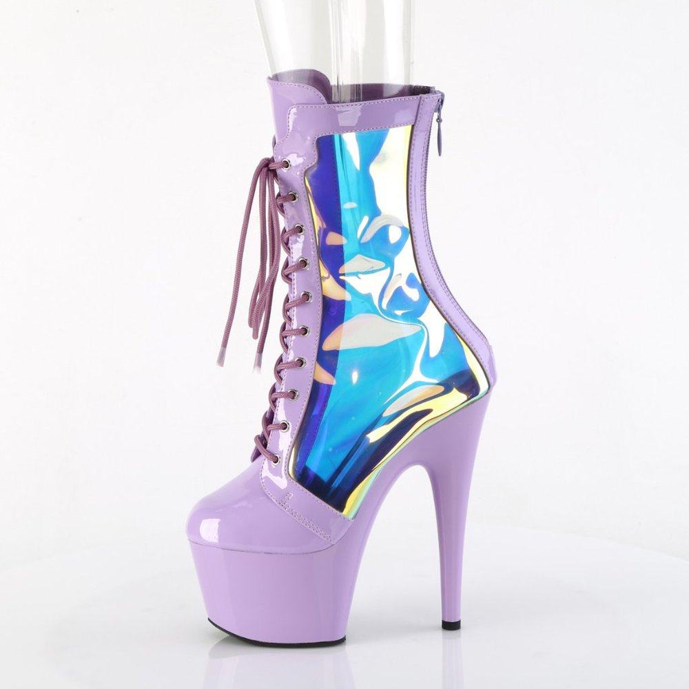 Pleaser Adore 1047 Lavender Hologram Platform Boots High Heels - Picture 3 of 5